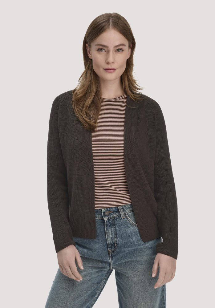 hessnatur Damen Strick Jacke Regular aus Bio-Baumwolle - braun GrösseXL