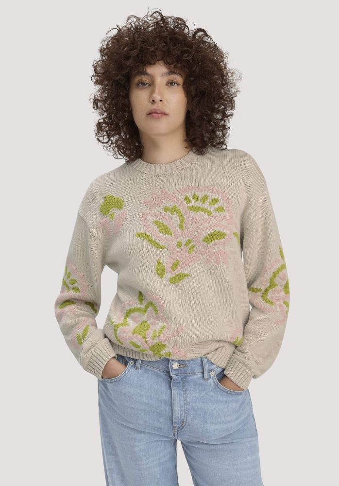 hessnatur Damen Strick Pullover Relaxed aus Baumwolle - beige GrösseL