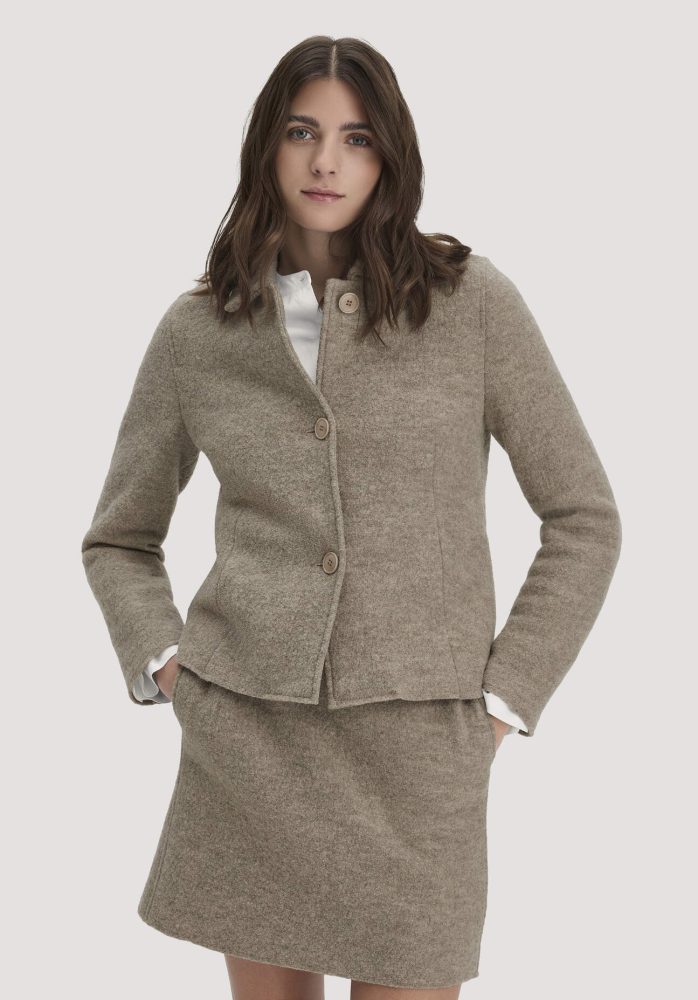 hessnatur Damen Walk Jacke Regular aus Bio-Merinowolle - grau Grösse46