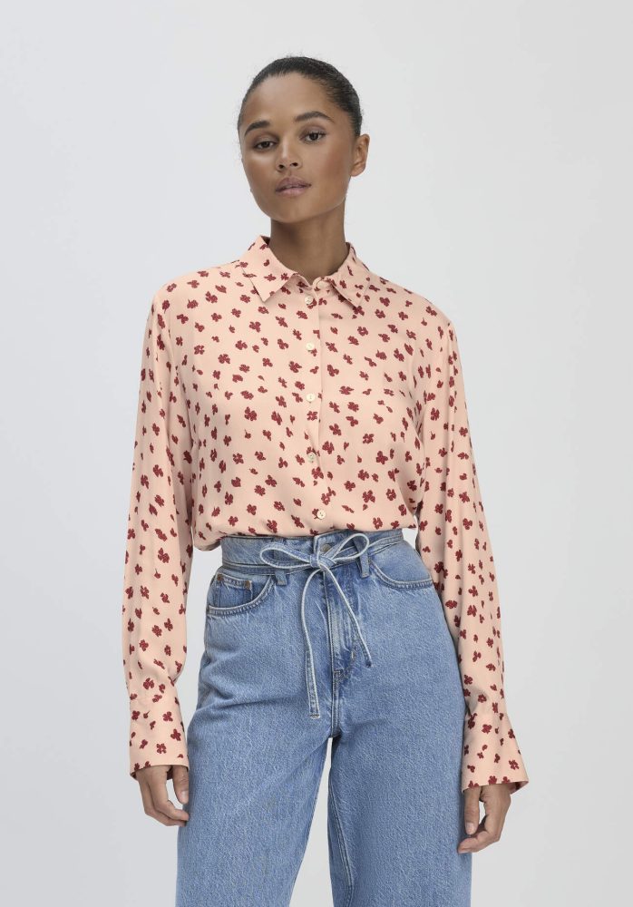 hessnatur Damen Print Bluse Relaxed aus LENZING™ ECOVERO™ Viskose - orange Grösse36