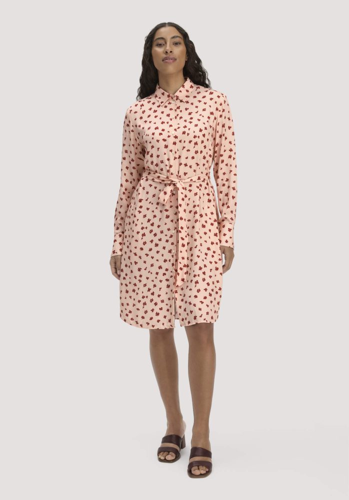 hessnatur Damen Gewebe Hemdblusenkleid Knielang aus LENZING™ ECOVERO™ Viskose - orange Grösse42