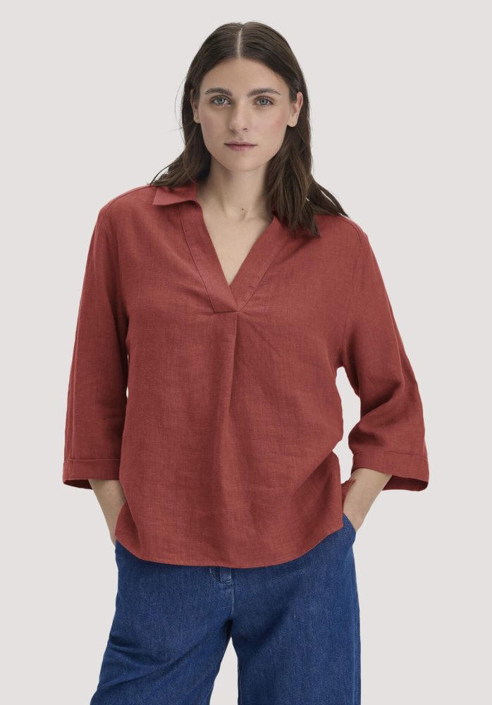 hessnatur Damen Bluse Relaxed aus Leinen - braun Grösse36