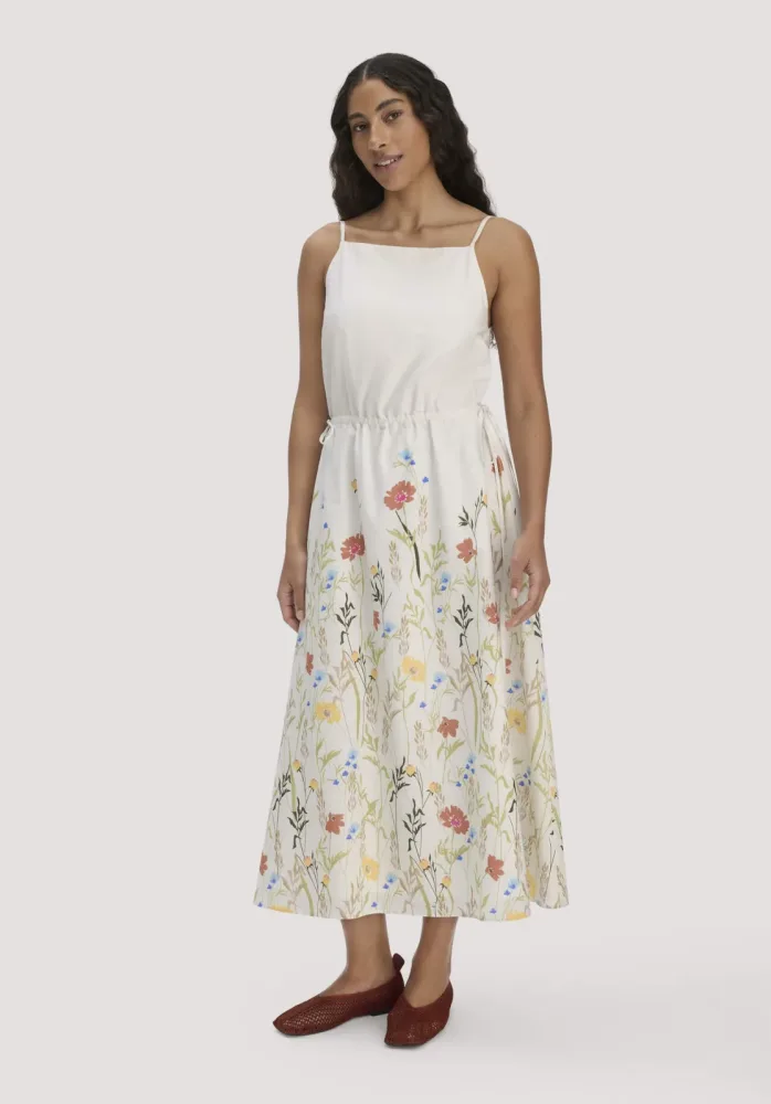hessnatur Damen Kleid A-Linie Midi aus Bio-Baumwolle - natur - Größe 36