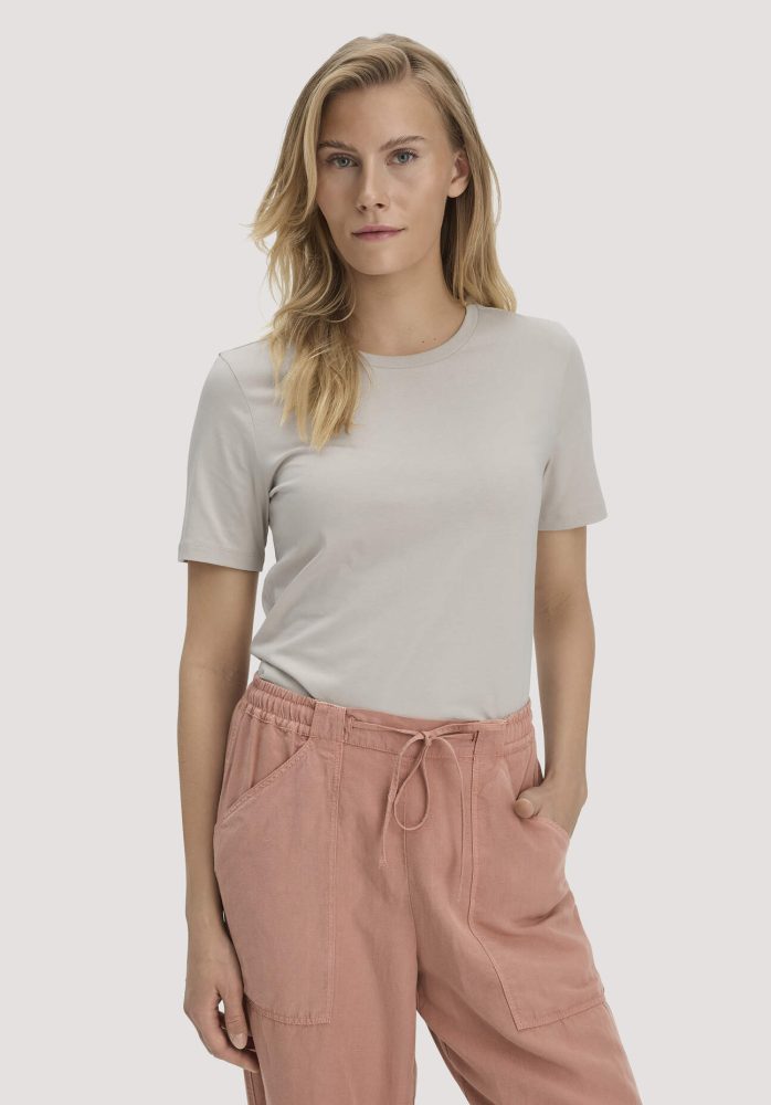 hessnatur Damen T-Shirt Regular aus Regenerative Organic Cotton (ROC) - beige Grösse40