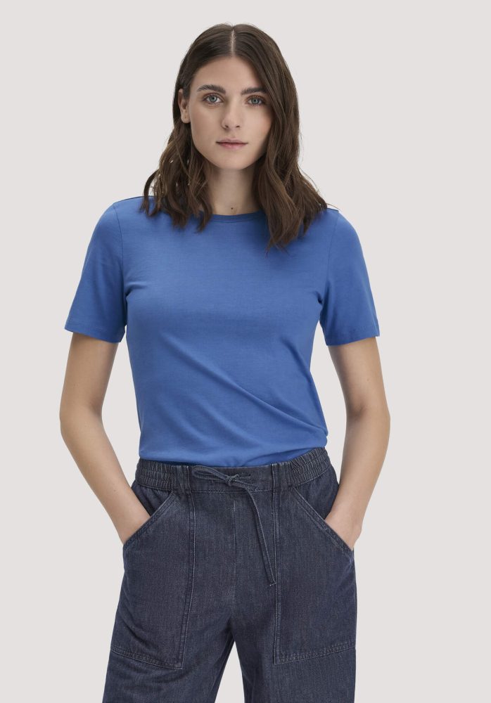 hessnatur Damen T-Shirt Regular aus Regenerative Organic Cotton (ROC) - blau Grösse48