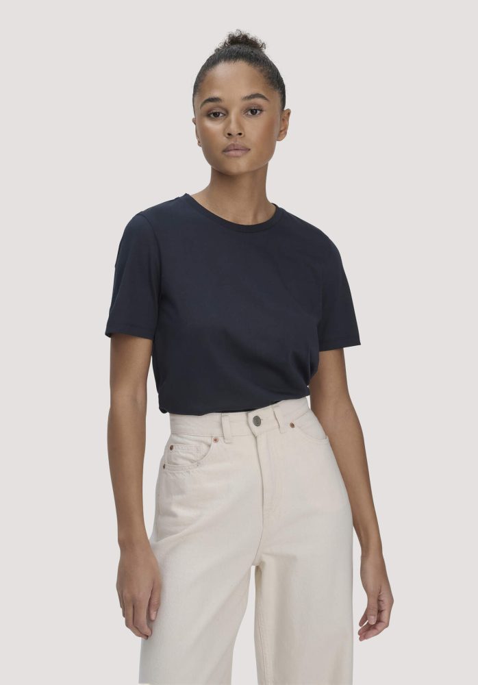 hessnatur Damen T-Shirt Regular aus Regenerative Organic Cotton (ROC) - blau Grösse34