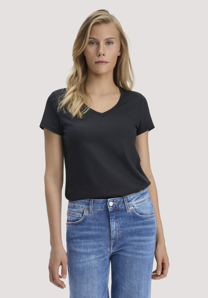 hessnatur Damen T-Shirt Regular aus Regenerative Organic Cotton (ROC) - schwarz Grösse34