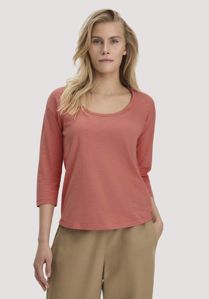 hessnatur Damen Light Slub Longsleeve Relaxed aus Bio-Baumwolle - orange Grösse40