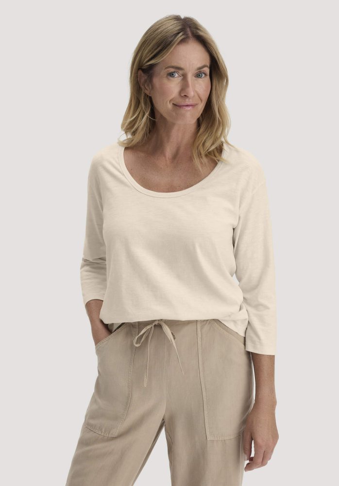 hessnatur Damen Light Slub Longsleeve Relaxed aus Bio-Baumwolle - naturfarben Grösse36