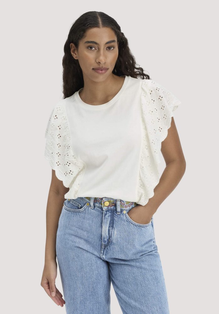 hessnatur Damen Boho T-Shirt Regular aus Bio-Baumwolle - weiß Grösse46