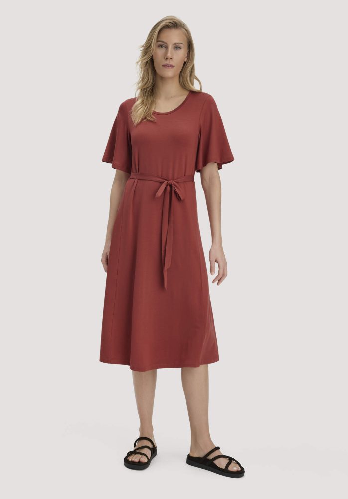 hessnatur Damen Jersey Kleid Kniebedeckend Slim aus TENCEL™ Lyocell - braun Grösse38