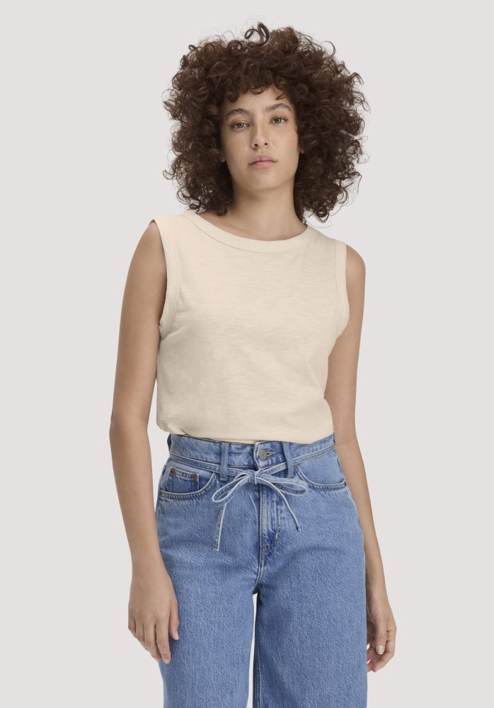 hessnatur Damen Light Slub Jersey Top Regular aus Bio-Baumwolle - naturfarben Grösse36