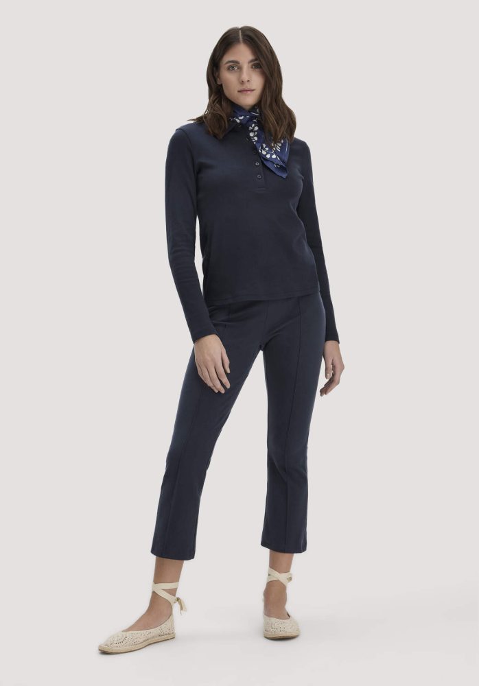 hessnatur Damen Jersey Hose Culotte Slim Leg aus Bio-Baumwolle - blau Grösse38
