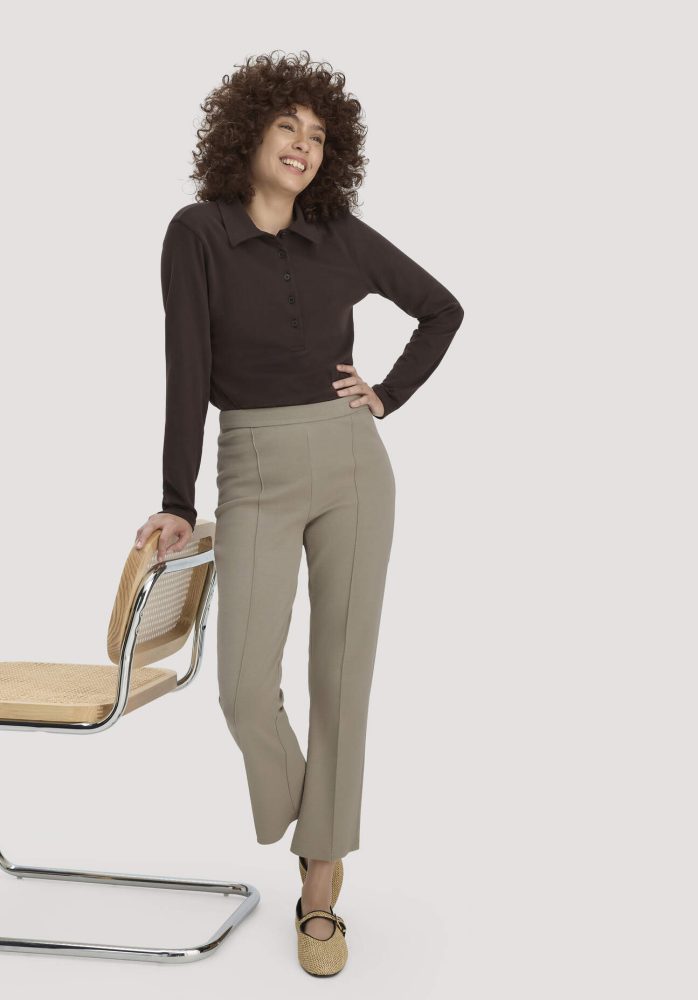 hessnatur Damen Jersey Hose Culotte Slim Leg aus Bio-Baumwolle - beige Grösse38