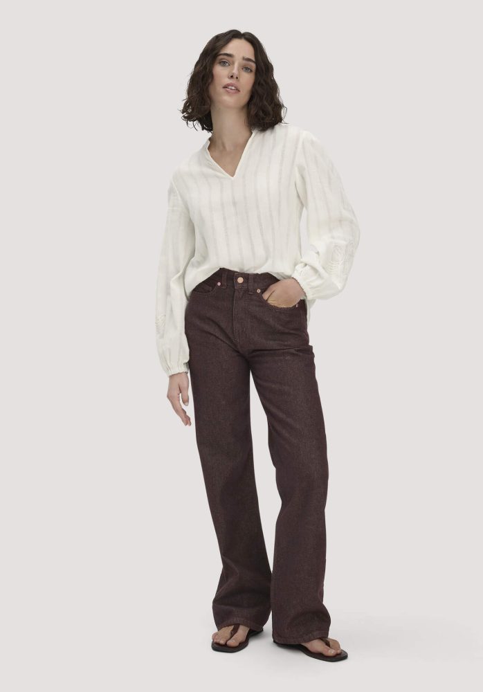 hessnatur Damen Jeans GIERA Straight Relaxed aus Bio-Denim - braun Grösse31/34