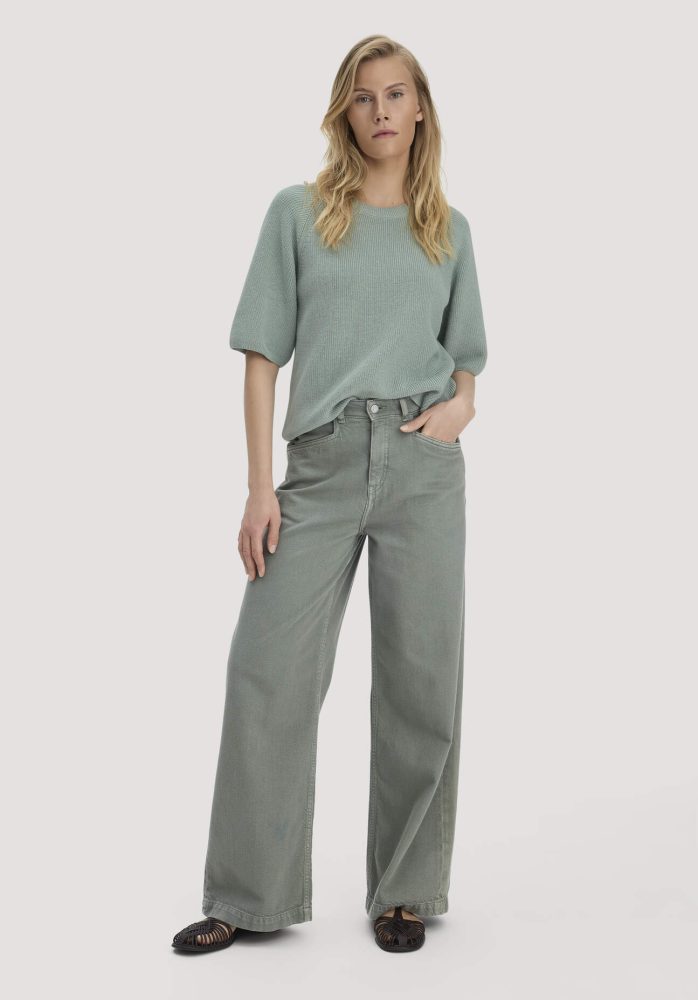 hessnatur Damen Jeans VONNA Super Wide Leg aus Bio-Baumwolle mit TENCEL™ Lyocell - grün Grösse28/34