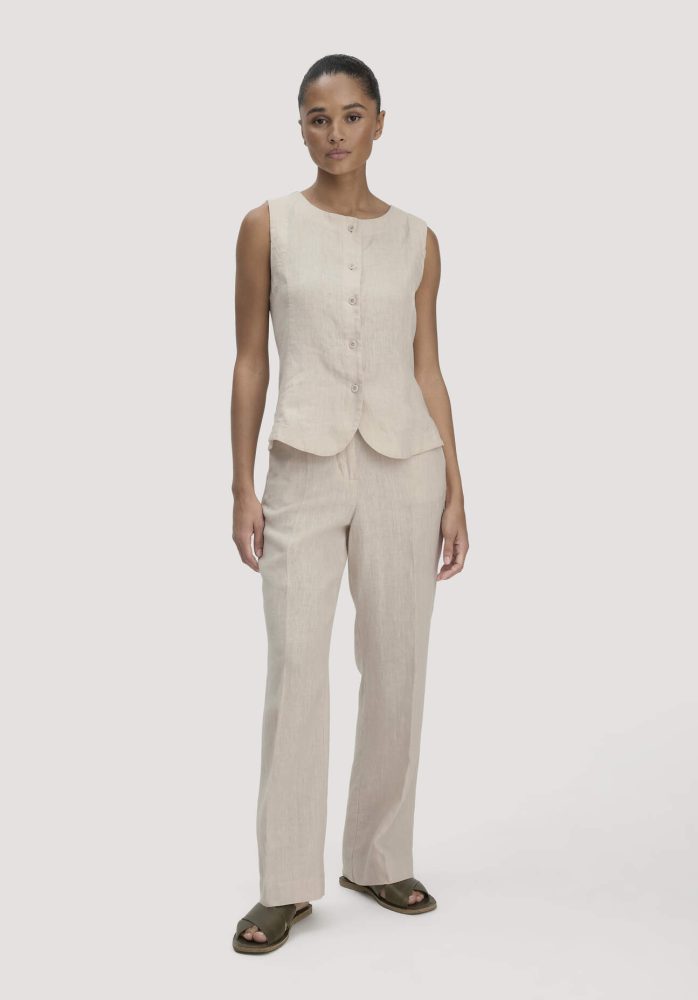 hessnatur Damen Hose Straight Leg aus Leinen - beige Grösse44