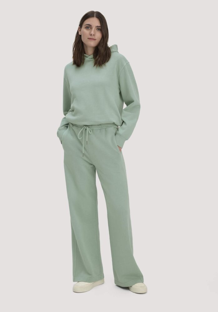 hessnatur Damen Sweathose Wide Leg Relaxed aus Bio-Baumwolle - grün GrösseM