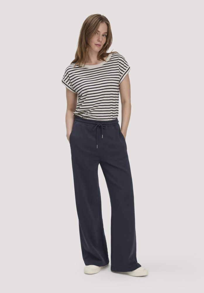 hessnatur Damen Sweathose Wide Leg Relaxed aus Bio-Baumwolle - blau GrösseXXL