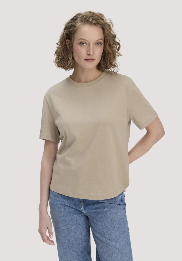 hessnatur Damen Heavy Jersey T-Shirt aus Bio-Baumwolle - beige GrösseS