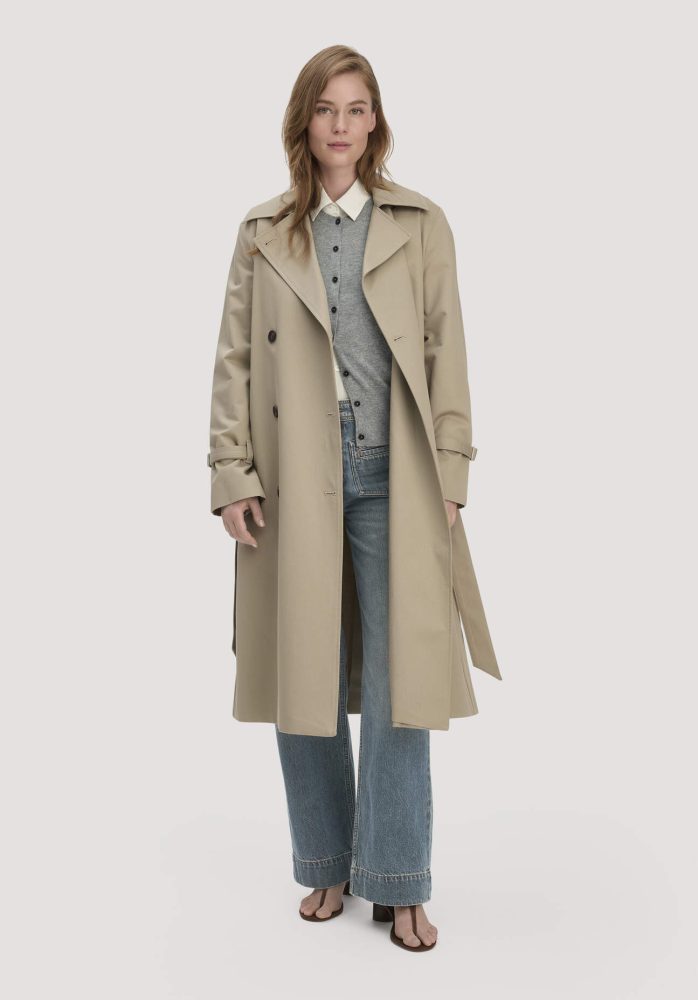 hessnatur Damen Trenchcoat Relaxed NATURE SHELL aus Bio-Baumwolle - beige Grösse46