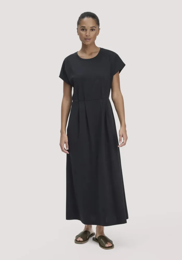 hessnatur Damen Jersey Kleid Knöchellang Relaxed aus Bio-Baumwolle - schwarz Grösse34
