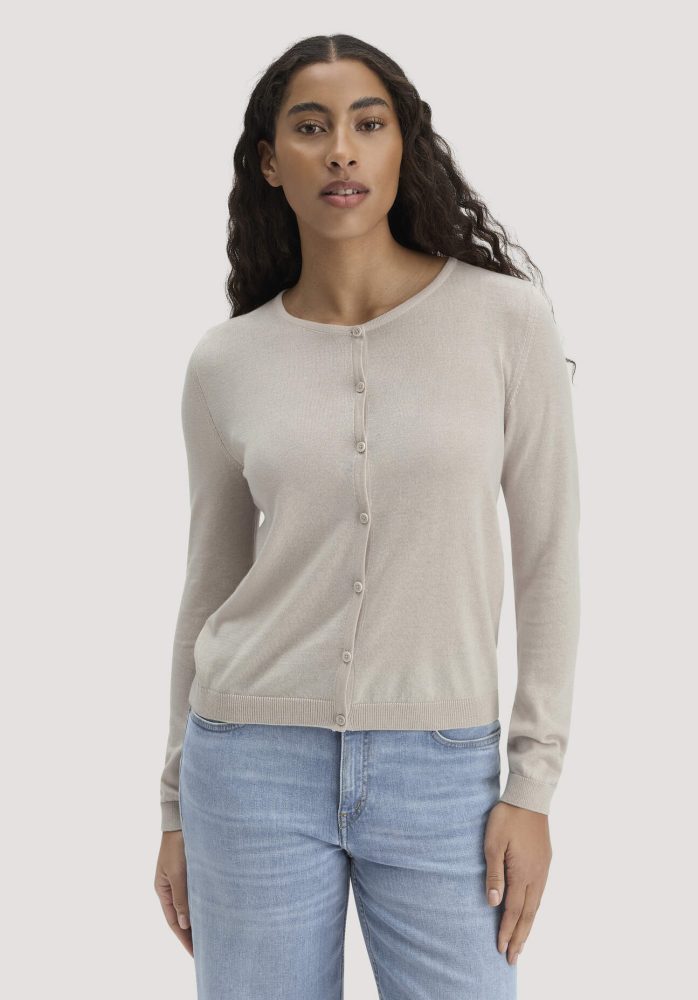 hessnatur Damen Strickjacke Regular aus TENCEL™ Lyocell mit Bio-Baumwolle - beige GrösseXS