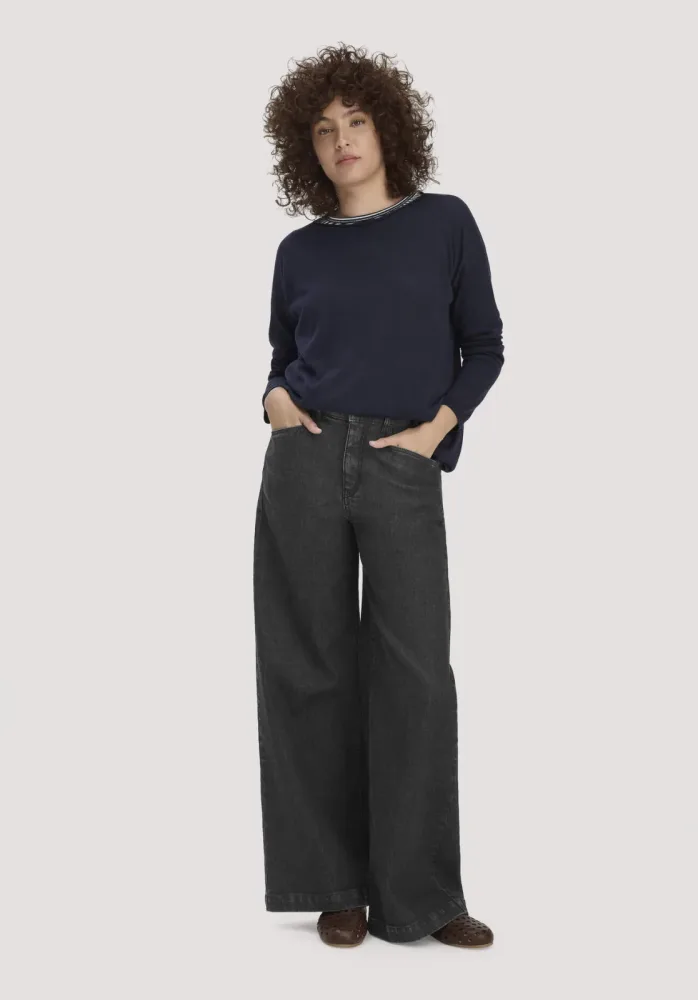 hessnatur Damen Jeans VONNA Super Wide Leg BETTER RECYCLING aus Bio-Denim - schwarz Grösse33/32