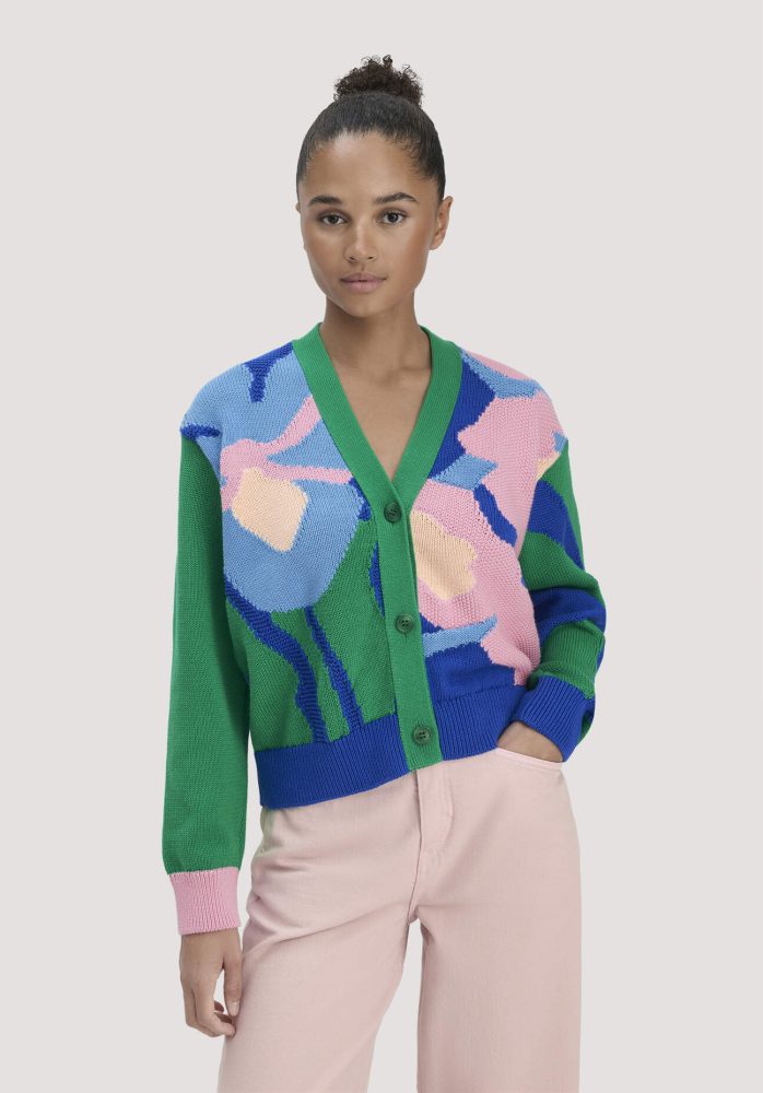 hessnatur Damen Strick Jacke Relaxed LIV LEE aus Bio-Baumwolle - grün GrösseS