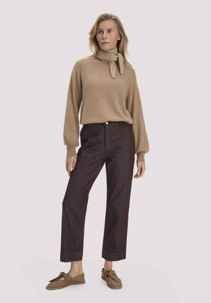 hessnatur Damen Jeans ELENY Culotte straight Leg aus Bio-Denim - braun Grösse29/29