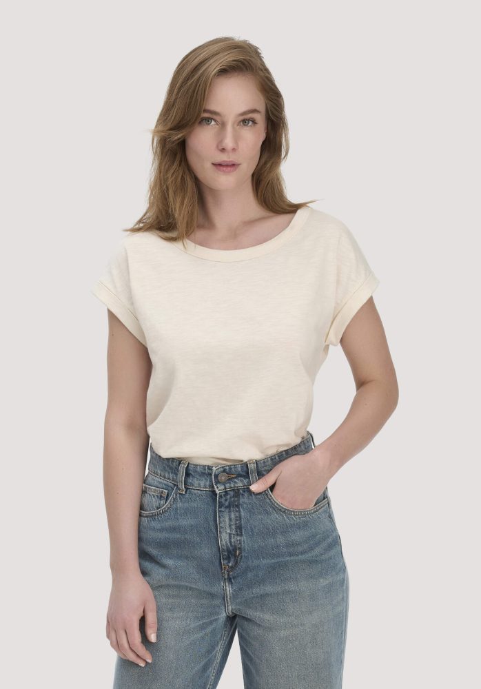 hessnatur Damen Light Slub T-Shirt Relaxed aus Bio-Baumwolle - naturfarben Grösse44