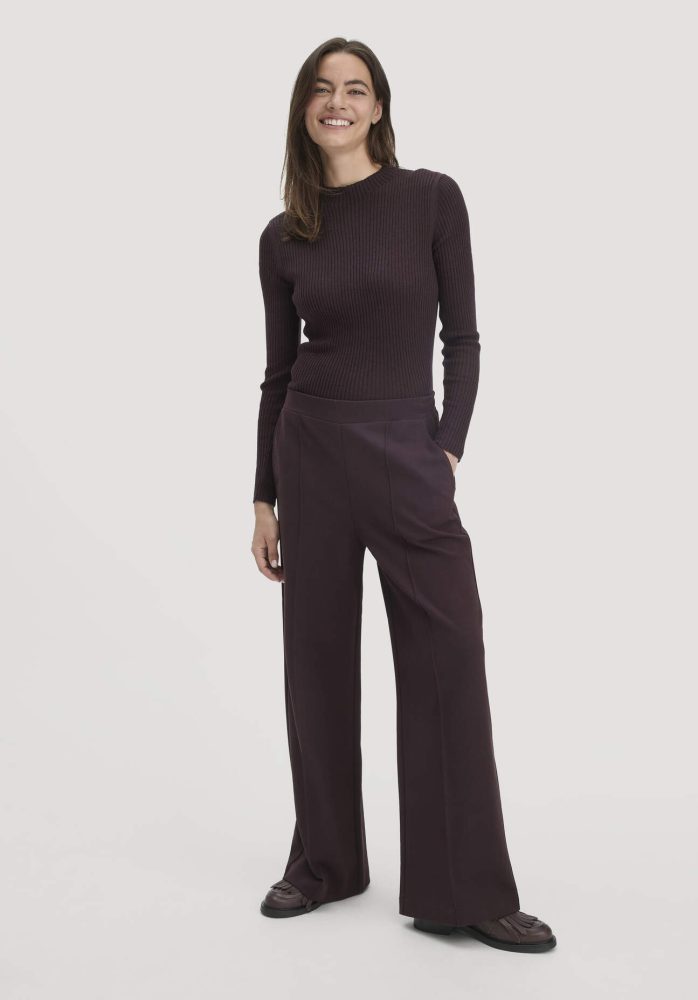 hessnatur Damen Jersey Hose Wide Leg Relaxed aus Bio-Baumwolle - braun Grösse48