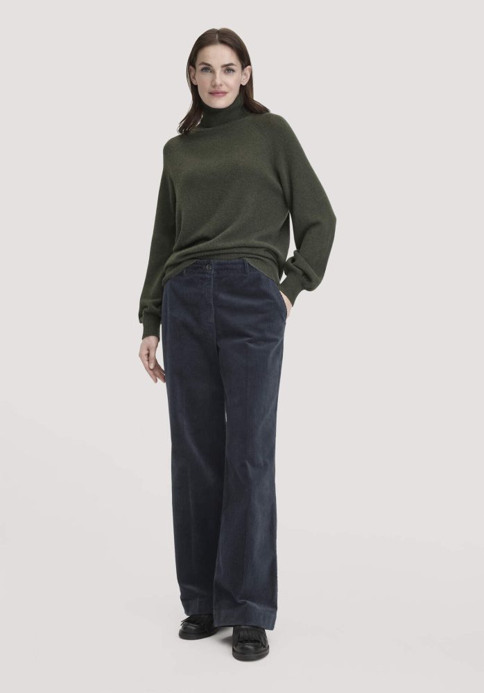 hessnatur Damen Cordhose Wide Leg Relaxed aus Bio-Baumwolle - blau Grösse34