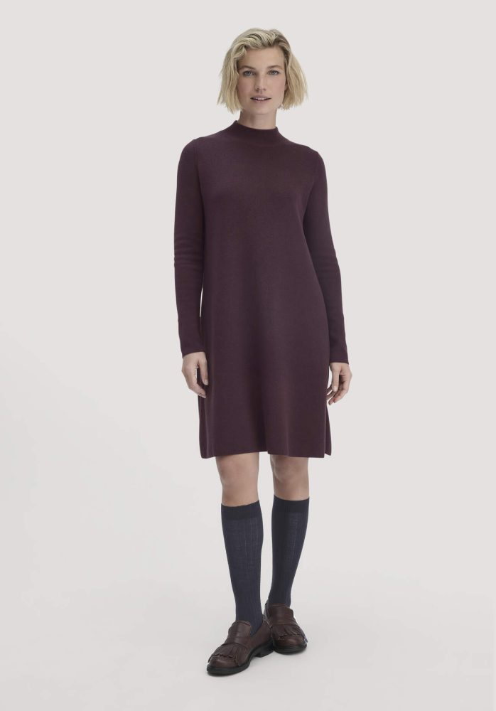 hessnatur Damen Strick Kleid Relaxed aus TENCEL™ Lyocell mit Bio-Baumwolle - braun GrösseS