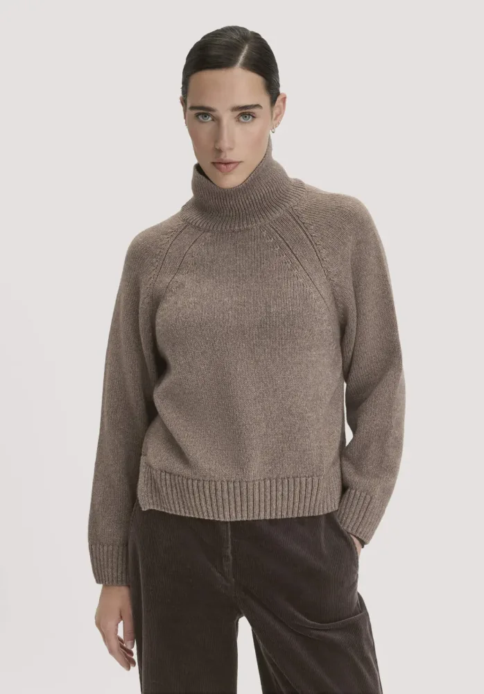 hessnatur Damen Strick Pullover Relaxed aus Bio-Merinowolle mit Bio-Baumwolle - braun GrösseXL