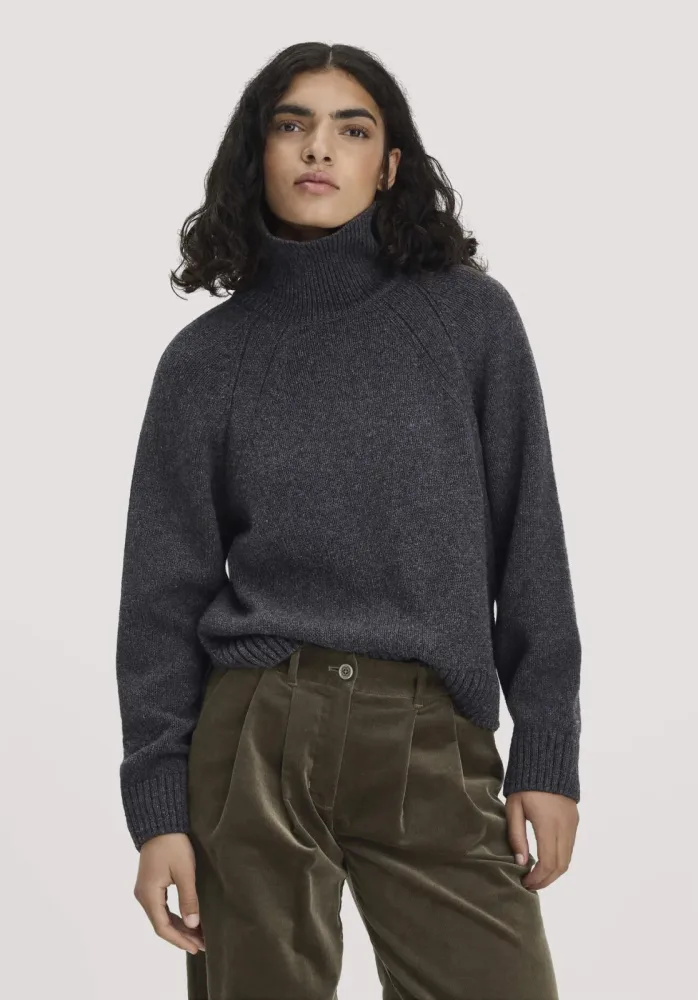 hessnatur Damen Strick Pullover Relaxed aus Bio-Merinowolle mit Bio-Baumwolle - grau GrösseL