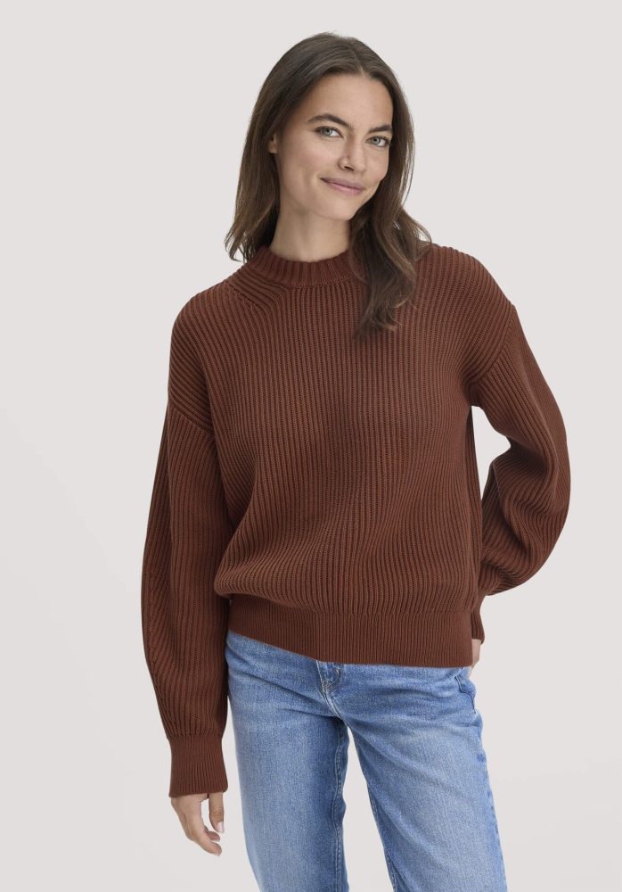 hessnatur Damen Strick Pullover Relaxed aus Bio-Baumwolle - braun GrösseXL