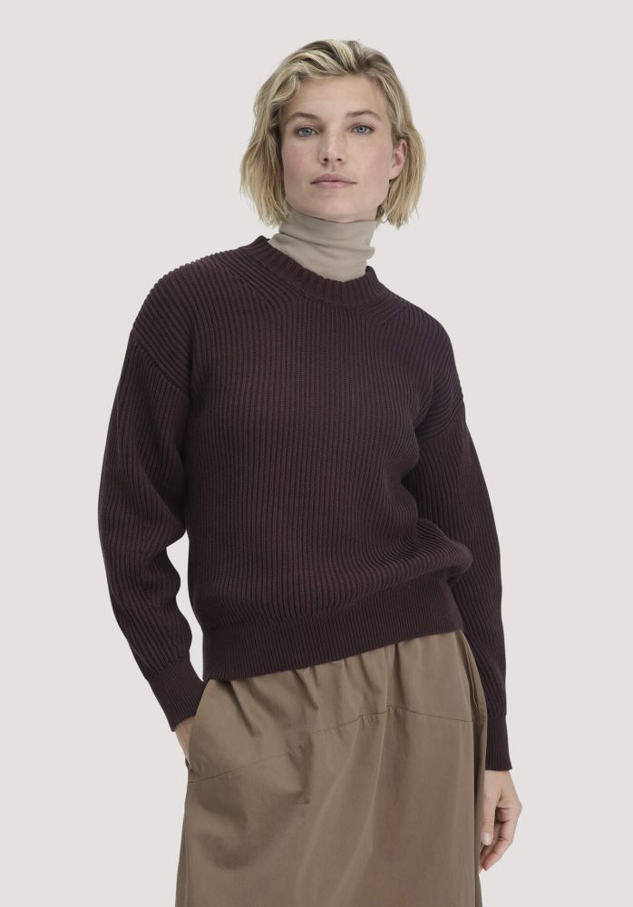 hessnatur Damen Strick Pullover Relaxed aus Bio-Baumwolle - braun GrösseXS