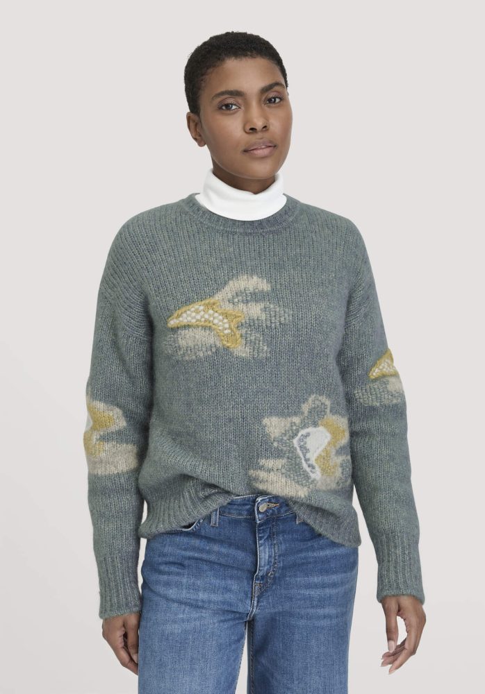hessnatur Damen Strick Pullover Relaxed aus Alpaka mit Baumwolle - grün GrösseS