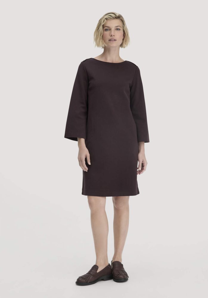 hessnatur Damen Jersey Kleid Mini Regular aus Bio-Baumwolle - braun Grösse34