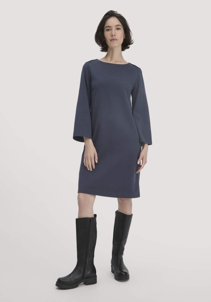 hessnatur Damen Jersey Kleid Mini Regular aus Bio-Baumwolle - blau Grösse34