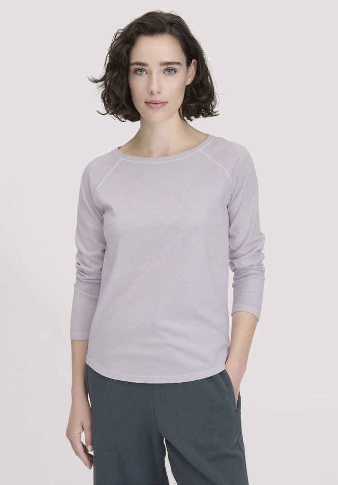 hessnatur Damen Longsleeve Relaxed aus Bio-Baumwolle - lila Grösse34