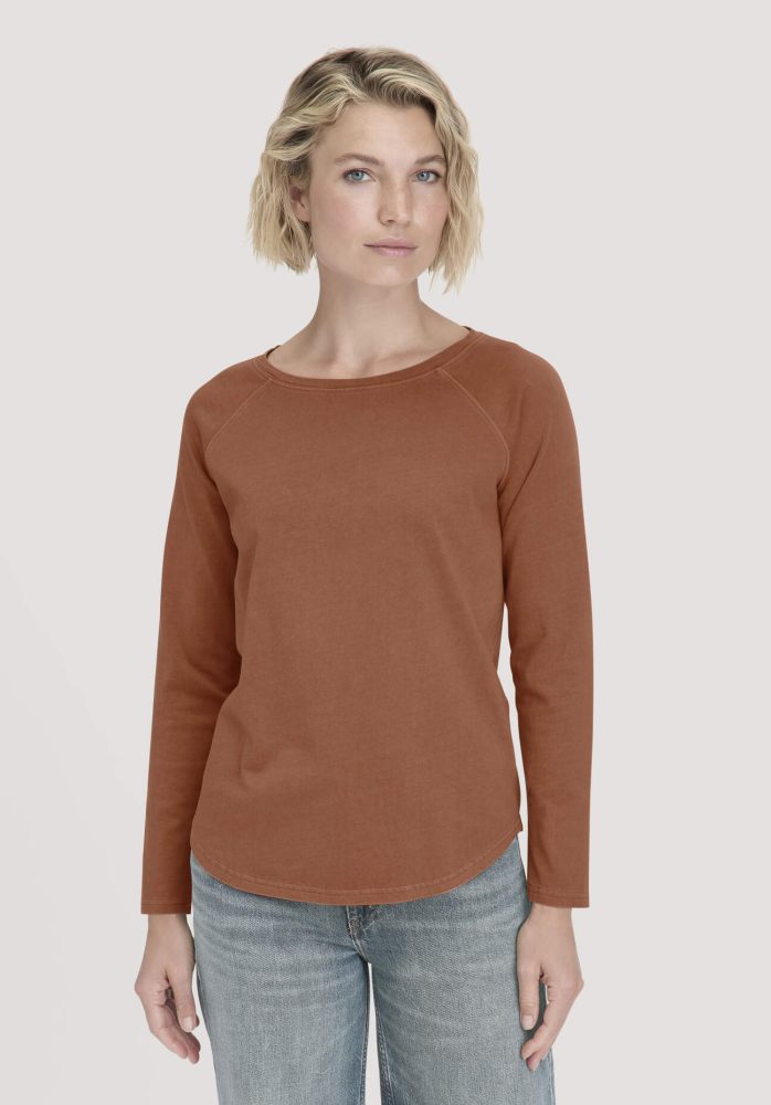 hessnatur Damen Longsleeve Relaxed aus Bio-Baumwolle - braun Grösse34