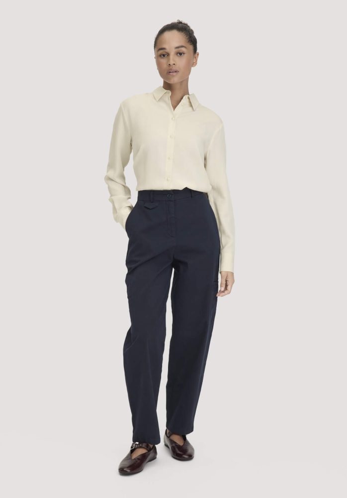 hessnatur Damen Hose Soft Utility Cargo Relaxed aus Bio-Baumwolle - blau Grösse34