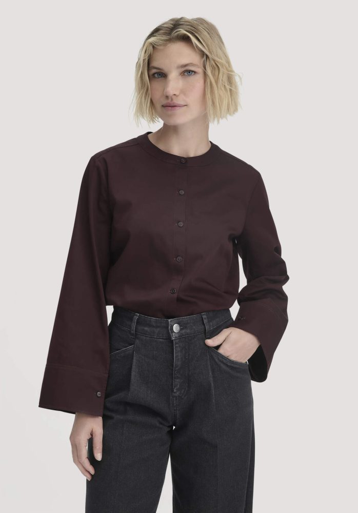 hessnatur Damen Bluse Relaxed aus Bio-Baumwolle - braun Grösse34