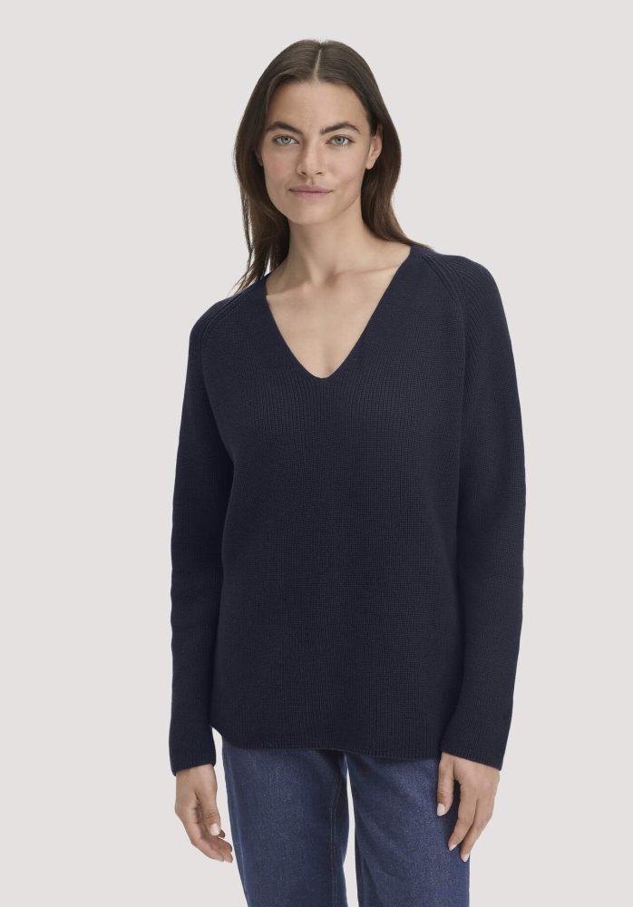 hessnatur Damen Strick Pullover Regular aus Bio-Baumwolle - blau GrösseXS