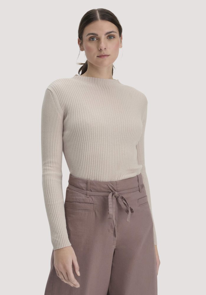 hessnatur Damen Strick Pullover Fitted aus TENCEL™ Lyocell mit Bio-Baumwolle - beige GrösseXS