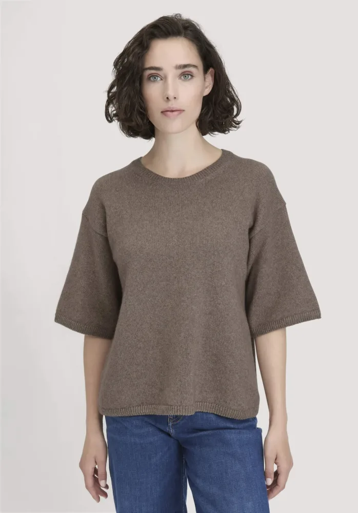 hessnatur Damen Strick Pullover Oversize aus Bio-Merinowolle mit Bio-Baumwolle - braun GrösseL