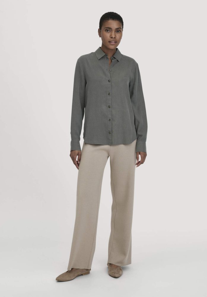 hessnatur Damen Strick Hose Relaxed aus Bio-Merinowolle und Bio-Baumwolle - beige GrösseL