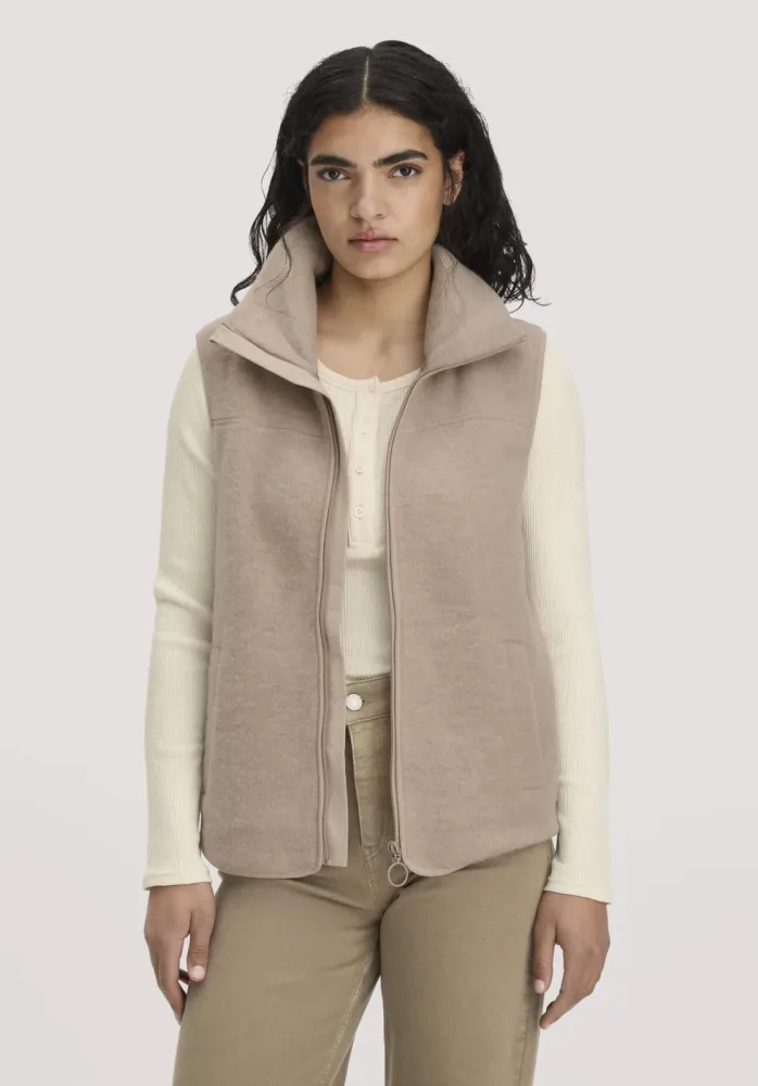 hessnatur Damen Wollfleece Weste Regular aus Merinowolle - beige - Größe XS